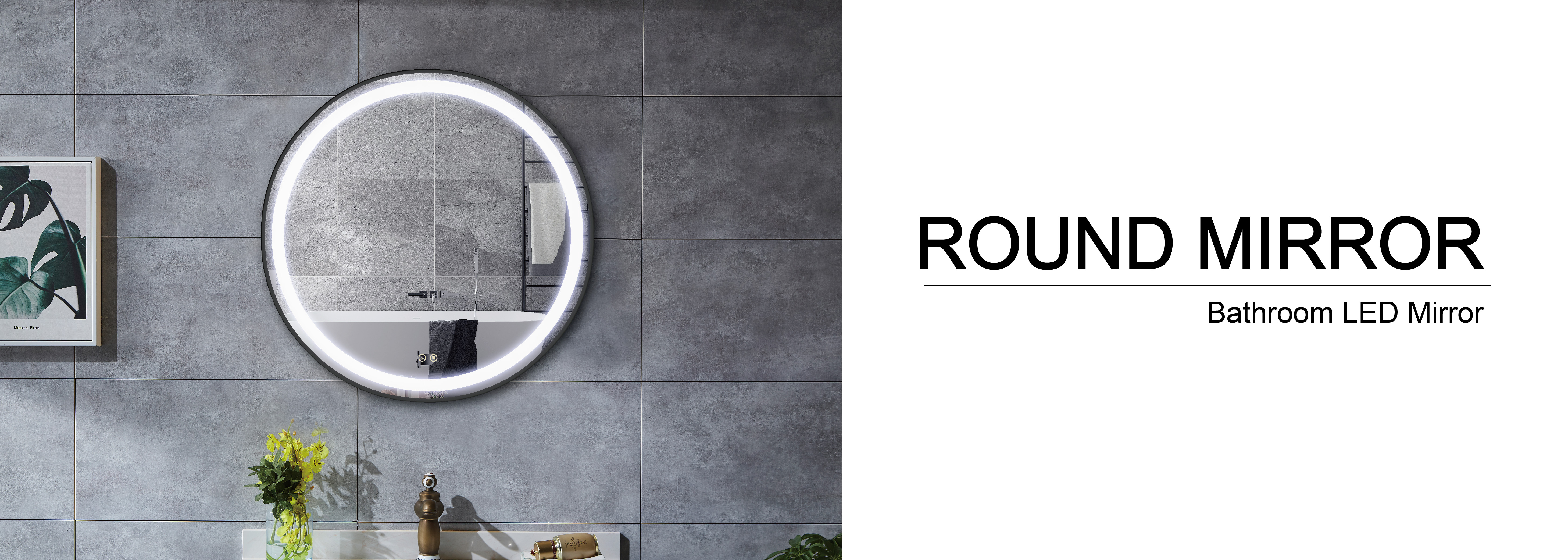 Espejo LED con luces redondas con marco de hierro negro - Comprar